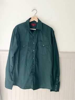 Red Label Men’s Large Hunter Green Pearl Snap Western Long Sleeve Shirt